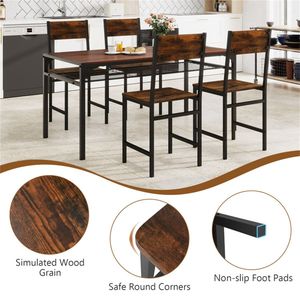 Set di 4 Sedie da Cucina Contemporanee in Stile Rustico Marrone con Telaio in Metallo, Capacità 330 LBS, Seduta Rimovibile in Pelle PU - Product Image 6