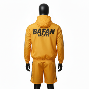 Conjunto de pantalones cortos cortavientos para hombre, tela de mezcla de nailon y poliéster, ropa de entrenamiento, logotipo personalizado con serigrafía, conjunto de pantalones cortos para hombre, talla grande - Product Image 2