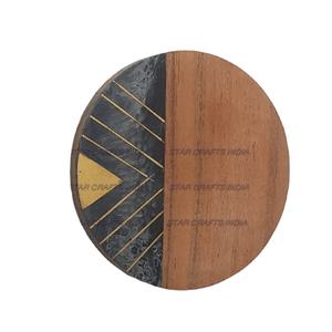 ที่รองแก้วทำจากไม้ทรงสี่เหลี่ยมทำจากไม้อีพอกซีเรซินธรรมชาติทันสมัย - Product Image 1