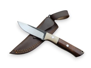 Handmade High Carbon Steel Bushcraft <b>Knife</b> with Rosewood & <b>Bone</b> <b>Handle</b> & Leather Sheath Wholesale OEM Fixed Blade Knfe - Product Image 2