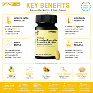 Bromelaïne Quercétine RichMax 800mg Comprimés Naturels Fabricant Coréen OEM/ODM Enzyme Digestive Antioxydant Complément Alimentaire - Product Image 3