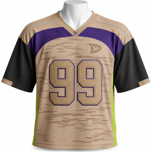 Camiseta de Fútbol Americano para Hombre, Cuello en V, Manga Corta, Malla Transpirable, Números de Equipo Personalizados 99, Morado, Negro, Dorado - Product Image 1