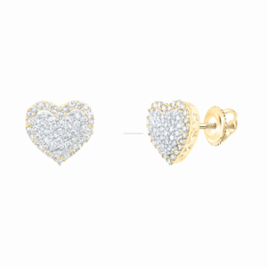 0.50 Ct Natural Round Brilliant Cut Diamond Heart Shaped <b>Stud</b> <b>Earrings</b> 10k Yellow Gold Luxury <b>Fine</b> Jewelry for Women - Product Image 2
