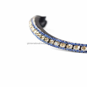 Cristales decorativos hechos a mano Productos Ecuestres de Carreras de Caballos forma de onda banda de cejas de caballo de cuero inglés negro para brida - Product Image 1