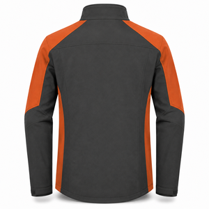 Chaqueta de Forro Polar para Hombre, Diseño Color Block, Cuello Alto, Cierre de Cremallera, Resistente al Viento, Estilo Casual para Otoño, Corte Regular, Naranja y Gris - Product Image 5