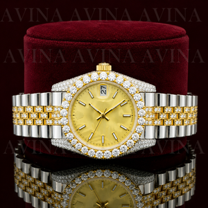 Reloj de Pulsera Mecánico Automático de Lujo con Moissanita de Dos Tonos, Estilo Hip Hop, con Fecha Analógica para Hombre, Piedras de Color D VVS, Pasa el Test de Diamantes - Product Image 5