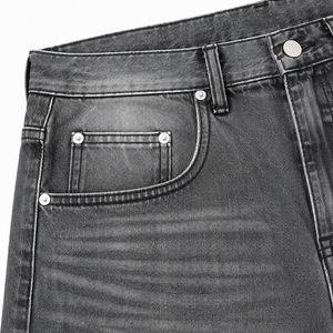 OEM Custom Denim Jorts Men Wide Leg Washed Jean Shorts Hip Hop Streetwear - Product Image 6