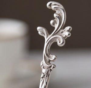 Ensemble de couverts vintage en acier inoxydable plaqué argent avec manches ornées, finition miroir, cuillère, fourchette, couteau, vaisselle de mariage - Product Image 2