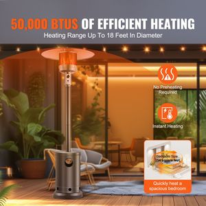 Riscaldatore da Patio a Propano da 50000 BTU con Design a Tavolo e Ruote in Metallo per Uso Esterno - Product Image 2