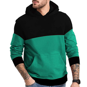 Sudadera con Capucha para Hombre, Diseño Color Block, Manga Larga, Estilo Casual con Bolsillos Laterales, Estilo Otoñal, Verde y Negro - Product Image 5