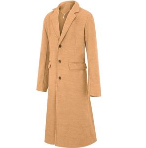 Vêtements pour hommes, manteau long de haute qualité, trench-coat en laine tricotée, coupe-vent, coupe ajustée, fermeture à boutons, respirant - Product Image 6