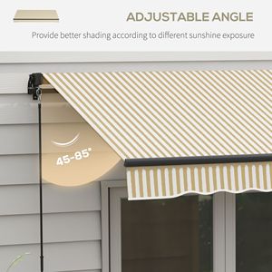 Tenda da Sole Retrattile Beige Bianca 12 x 10 Piedi, 280gsm, Resistente ai Raggi UV, Antivento, per Terrazze, Balconi e Giardini - Product Image 5