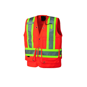 Gilet de sécurité réfléchissant en polyester de haute visibilité pour hommes, qualité supérieure, ANSI Classe 2, avec éclairage LED, léger, sans manches, pour le travail - Product Image 2