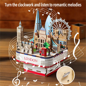 Boîte à musique classique à construire soi-même, blocs de construction éducatifs, cadeau d'anniversaire pour garçons et filles de tous âges - Stroll London Haute Qualité - Product Image 2