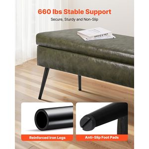 Banc de rangement moderne en similicuir PU avec pieds en métal, banc à chaussures pour entrée, tabouret et ottoman rembourrés - Product Image 3