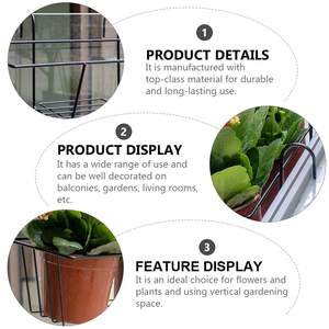 Support de fleurs suspendu pour balcon, en métal, pour balustrade, pour usage intérieur et extérieur, idéal pour la décoration - Product Image 3