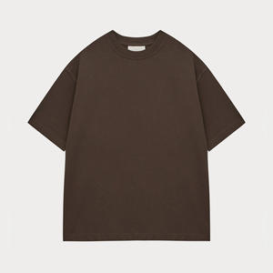 เสื้อยืดผู้ชายทรงโอเวอร์ไซส์ ผ้าถักเรียบ สีพื้น ล้างสีแบบแอซิด แขนสั้น คอกลม ทรงลำลอง - Product Image 1