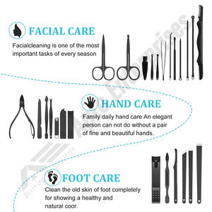 Coupe-ongles en acier inoxydable Kit de pédicure Lime à ongles Ciseaux pointus Bleu ou gris 25 pouces Ensembles de coupe-ongles de haute précision - Product Image 2