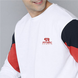 Sudadera casual de color liso minimalista para hombre, diseño en blanco para pedidos al por mayor, top tipo jersey para hombre - Product Image 3