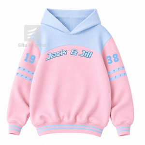 Sudadera personalizada Jack and Jill of America con logo bordado en la parte delantera, color azul cielo y rosa, manga larga, de algodón, para mujer. - Product Image 1