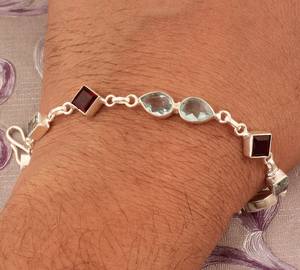 Pulsera de Piedras Preciosas de Cuarzo Multicolor, Joyería Hecha a Mano en Plata de Ley 925, Pulsera de Cuentas de Cristal Natural, Regalo para Mujer - Product Image 5