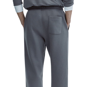 Men Charcoal Grey Fleece Sweatpants Drawstring <b>Elastic</b> <b>Waist</b> Straight Leg Relaxed Fit Casual Winter <b>Trousers</b> <b>with</b> Pockets - Product Image 2