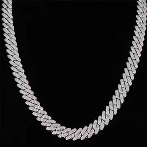Moissanite Stones Prong <b>Cuban</b> <b>Link</b> <b>Chain</b> Necklace Solid 925 Sterling <b>Silver</b> Gold Rhodium Finish PASSES DIAMOND Tester Gift - Product Image 1