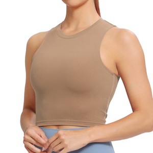 Women Solid Color O-Neck Sleeveless Tank <b>Top</b> Breathable Knitted Spandex Polyester Casual Style Short Front - Product Image 4