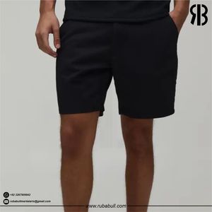 Wholesale Men's Solid <b>Black</b> Cotton Bermuda Shorts Casual Elastic Waist With Pockets Breathable Woven Fabric Shorts For Men - Product Image 3