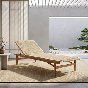 Premium Lila Lounger Solid Teak Wood Frame Artisan Woven Foldable Water Resistant Outdoor <b>Sunbed</b> Minimalist Design Luxury Resort - Product Image 4