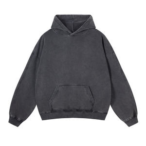Sweat-shirt à capuche oversize pour homme en coton épais délavé effet usé style streetwear - Product Image 5