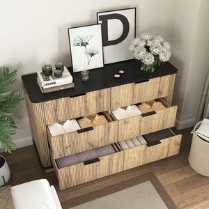 Modern Multi-Functional Six Drawer MDF Cabinet for Living Room with Rounded Corners and Multifunctional Design - Product Image 1