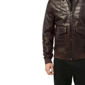 <b>Men's</b> Coated Genuine <b>Leather</b> Biker <b>Jacket</b> Black & Vintage <b>Brown</b> Distressed Lambskin | Windproof Eco-Friendly Motorcycle <b>Jacket</b> - Product Image 2