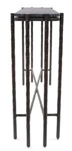 <b>Black</b> Glass <b>Console</b> Table Metal Base Long Entryway Sofa Table Modern Luxury Contemporary Living Room Furniture - Product Image 4