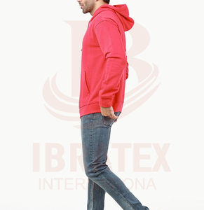 Sweat-shirt à capuche rouge pour homme, coupe classique, en molleton de coton, pull décontracté avec poche kangourou, couleur unie, pour l'automne - Product Image 3