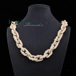 Men's 14k Gold Plated S925 Silver Lab Grown Diamond Link Chain <b>Statement</b> <b>Necklace</b> Hip Hop Style Wedding Everyday Wear - Product Image 1