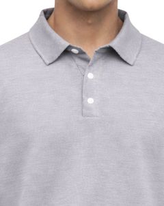 เสื้อโปโลแขนยาวสีเทาอ่อนสำหรับผู้ชาย ผ้าคอตตอนผสมเนื้อนุ่ม สวมใส่สบาย คอปกคลาสสิก เหมาะสำหรับฤดูหนาว ผลิตโดยผู้ผลิต - Product Image 5