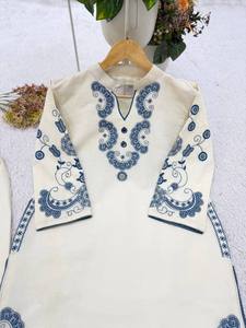 Nuevo Conjunto de Cordón Bordado para Fiesta de Diseñador para Mujer en Algodón Cora, Sin Arrugas, Elástico, de Secado Rápido, Reversible, Listo para Usar - Product Image 5