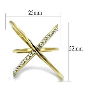 Anello TK3109 in Acciaio Inossidabile Placcato Oro IP (Ion Plating) con Zirconi Cubici di Grado AAA, per Piatti e Vassoi - Product Image 2