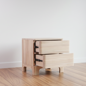 Mesa de Noche de Madera de Teca Sólida Estilo Nórdico con Dos Cajones y Altura Ajustable para Hogar, Apartamento, Hotel, Dormitorio, Sala de Estar, Almacén - Product Image 5