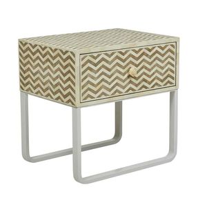 Mesita de noche de madera de lujo con incrustaciones de hueso, diseñada para dormitorios elegantes y decoración interior de primera calidad. - Product Image 2