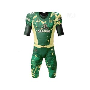 Maillot de football américain unisexe pour adultes en polyester respirant de qualité supérieure, logo de l'équipe des dragons brodé sur mesure et nom du joueur, ensemble complet - Product Image 3