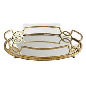 Directo de fábrica, bandeja de Metal de diseñador Circular de estilo árabe inoxidable, bandeja de vidrio para servir de estilo moderno hecha a mano para hoteles - Product Image 1