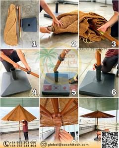 Sombrilla Ecológica de Fibra de Coco, 280 cm de Diámetro, Precio Económico, Sombrillas Cuadradas Grandes para Patio, Jardín y Exteriores - Product Image 6