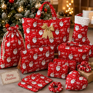 Wholesale Christmas Santa Face Ho Ho Ho Printed Cotton Fabric Soft Breathable Quilting Textile for Dresses Bedding Table Linen - Product Image 6