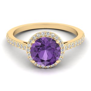 Bague REYES en argent sterling 925 avec améthyste taille ronde de 1,75 carat et moissanite certifiée GRA – Cadeau de mariage, bijoux raffinés - Product Image 6