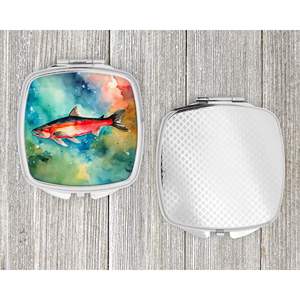 Miroir de maquillage de voyage décoratif saumon compact pour femmes et filles Poche pliante à main-Cadeau - Product Image 4