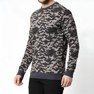 เสื้อสเวตเชิ้ตคอกลมพิมพ์ลายพรางขนาดใหญ่สำหรับผู้ชาย ผ้าฝ้ายผสมขนแกะ แขนยาว สไตล์สตรีทแวร์ลำลอง สำหรับฤดูหนาว ขายส่ง OEM - Product Image 5