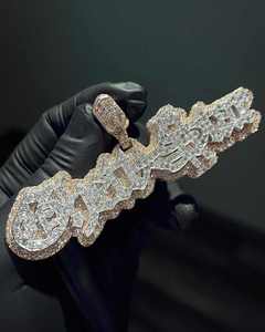 Joyería Hip Hop para Hombre, Colgante de Plata de Ley 925 con Diamante Moissanita, Oro Rosa de Dos Tonos, Cierre de Corazón, Letra de Nombre Personalizada - Product Image 3