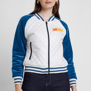 Veste de sport personnalisée à col en V pour femme avec manches en cuir - Product Image 4